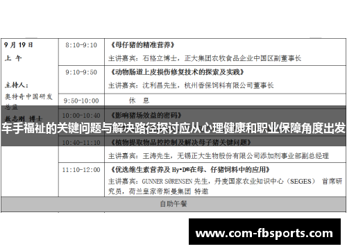 车手福祉的关键问题与解决路径探讨应从心理健康和职业保障角度出发